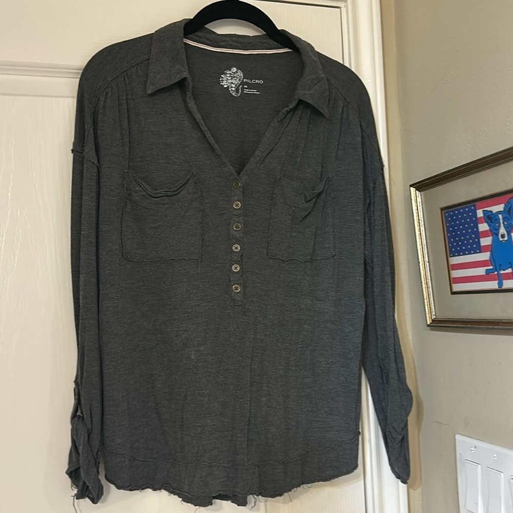 Pilcro (Anthropologie) collared Henley (lightweight)
